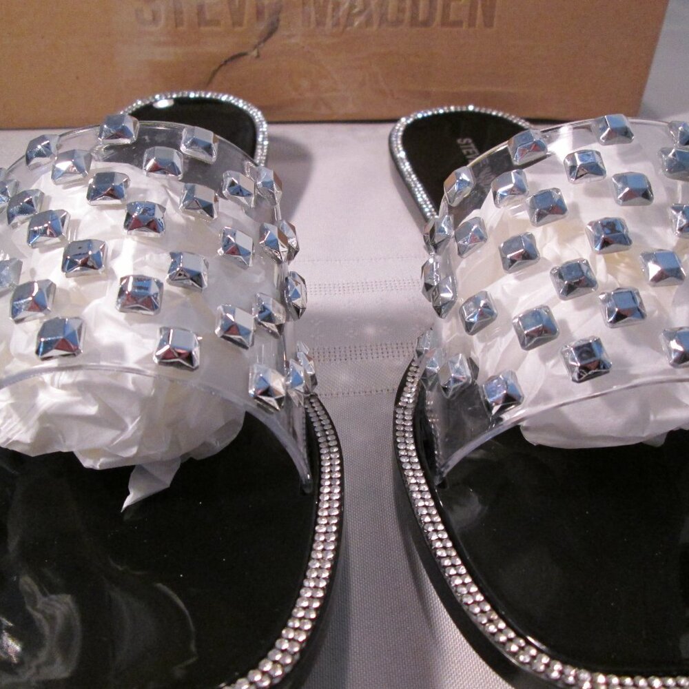 Steve Madden Jynn Clear Sandals with Metallic Embellishments Sz 9 - Picture 6 of 10